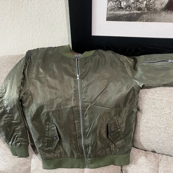Brooklyn Cloth Men’s Flight Bomber Jacket Olive Green/Orange Size L - Picture 1 of 6